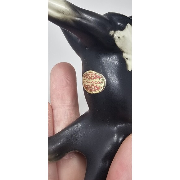 Vtg Enesco Porcelain E-3295 Black White Painted Pony Figurine 4.5"x4" Japan - Picture 7 of 10